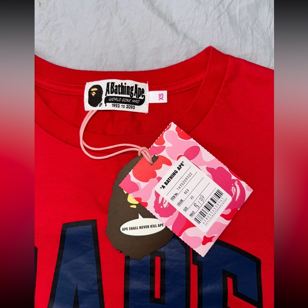 A Bathing Ape BAPE Red Girls Club Tee XS - Picture 2 of 7